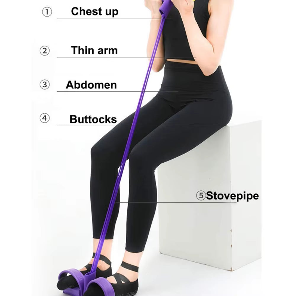 Fitness Gum 4 Tube Resistance Bands Latex Pedal Exerciser Sit-Up Pull Rope Expander Elastic Bands Yoga Equipment Pilates Workout